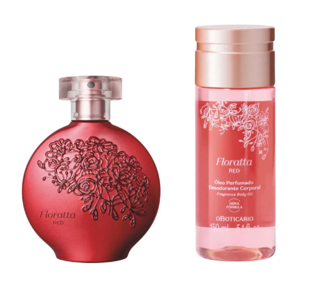 O BOTICÁRIO FLORATTA RED DEODORANT KIT COLOGNE 75ML + BODY OIL 150ML