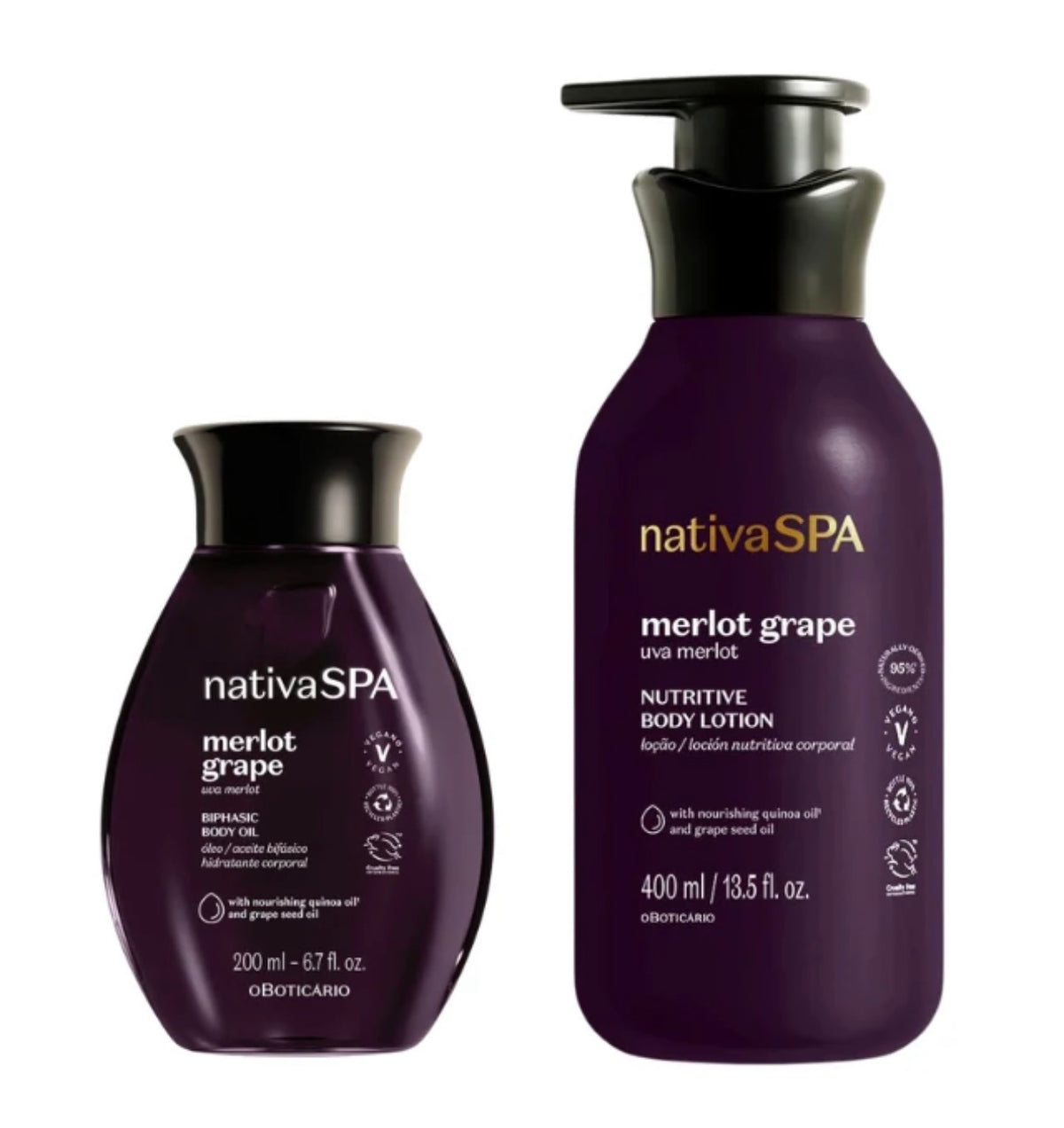 O Boticário NATIVA SPA KIT UVA MERLOT BODY LOTION + BIPHASIC OIL