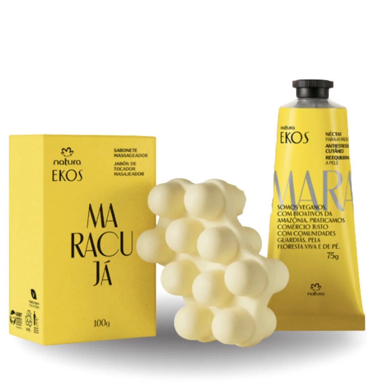 NATURA KIT EKOS PASSION FRUIT SOAP MASSAGER 100G + MOISTURIZING PULP HANDS 75G